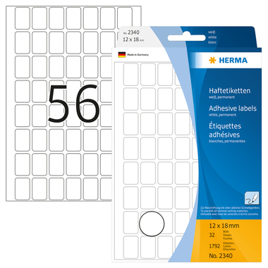 HERMA Universal-Etiketten 12x18mm 2340 weiss 1792 Stück/32 Blatt