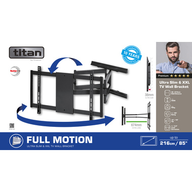 Support mural mobile pour téléviseur 85 pouces | Vivanco