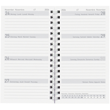 BIELLA Agenda Bruxelles Wire-O 2026 858778000026U 1S/2P sostituto ML 8.5x15.3cm