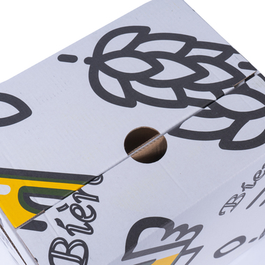 Bierverpackung mit Grifflöcher für 12x 0.33l Flaschen mit Flaschenhöhe 235mm & Ø60mm