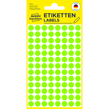 AVERY ZWECKFORM Markierungspunkte 8mm 3179 grün 416 Stück