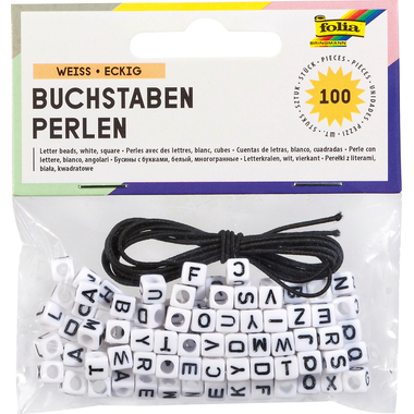 FOLIA Buchstaben-Perlen 33903 weiss 100 Stück