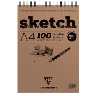 CLAIREFONTAINE Blocco di schizzi A4 96604C Bianco 100 fogli
