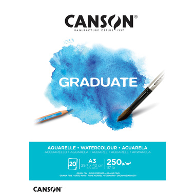 CANSON Graduate Aquarelle A3 400110375 20 flles, blanc, 250g