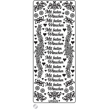 URSUS Kreativ Sticker 59110007 Mit besten Wünschen silber