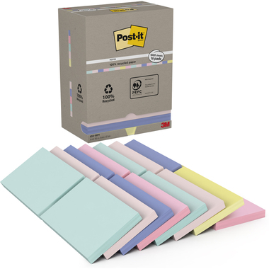 POST-IT Haftnotizen Recycling 127x76mm 655-1RPT 5-farbig, 16x100 Blatt