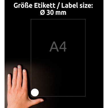 AVERY ZWECKFORM Prüfplaketten 30mm L7806-10 weiss, perm. 10 Bl.240Stk.