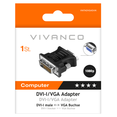Black DVI-I to VGA Adapter | Vivanco