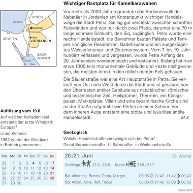 HARENBERG Calendario a strappo 2026 2105000+26 Reise DE 15.4x16.5cm