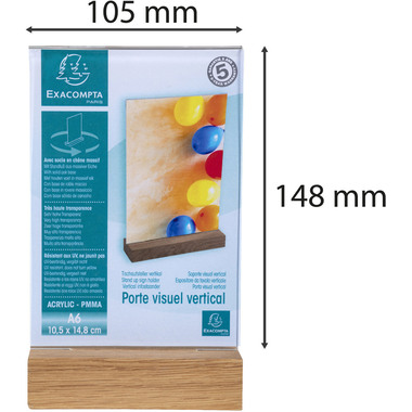 EXACOMPTA Tischaufsteller A6 86258D transparent, holzs. hoch