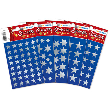 HERMA Sticker Stelle 15mm 3418 argento 72 pezzi/3 fogli