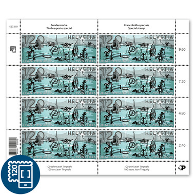 Stamps CHF 1.20 «100 years Jean Tinguely», Sheet with 8 stamps