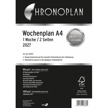 CHRONOPLAN Piano settimanale sost. 2027 50707Z.27 1S/2P A4