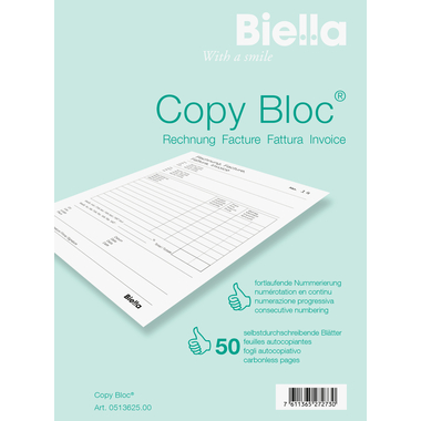 BIELLA Fattura COPY-BLOC T/F A6 51362500U autocopiativo 50x2 fogli