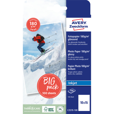 AVERY ZWECKFORM InkJet Photo Paper 10x15cm C2570-100 180g classic 100 fogli