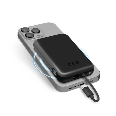 Batterie externe magnétique avec câble USB-C intégré | SBS
