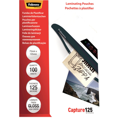 FELLOWES Laminiertasche 75x105mm 5306901 glanz, 125my 100 Stk