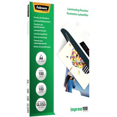 FELLOWES Laminiertasche A4 5351111 glanz, 100my 100 Stk