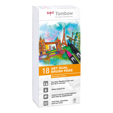 TOMBOW ABT Dual Brush Pen ABT-18P-2 18er Set Grundtöne I I