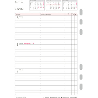 CHRONOPLAN Ersatz Wochenplan 2026 50576Z.26 1W/2S in Zeilen A5