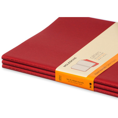 MOLESKINE Notizheft Cahier XL 25x19cm 931076 liniert, rot 3 Stück