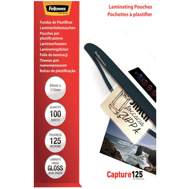 FELLOWES Folientasche 125mic 83x113mm 5307101 glossy 100 Stück