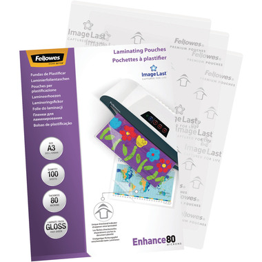FELLOWES Pochettes à plastifier A3 5306207 brillant, 80my 100 pcs.