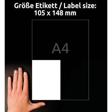 AVERY ZWECKFORM Universaletiketten 105x148mm 3483-200 weiss 880 Stk./200+20 Blatt