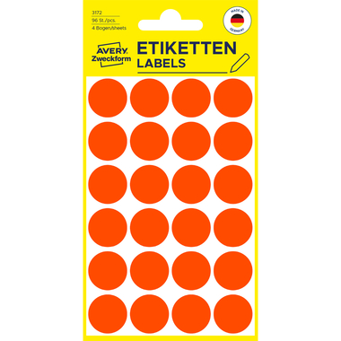 AVERY ZWECKFORM Markierungspunkte 18mm 3172 rot 96 Stück
