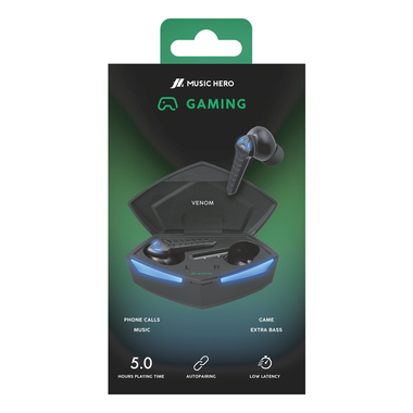 Low latency TWS gaming headset with integrated microphone