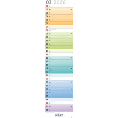 HEYE Monatsplaner Bunte Wochen 2026 23471+26 1M/1S DE 16x69.5cm