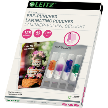 LEITZ Pochettes à plastifier A4 33878 brillant, 125my 100 pcs.