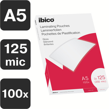 IBICO Pelicole per laminazione A5 627315 lucido, 125my 100 pezzi