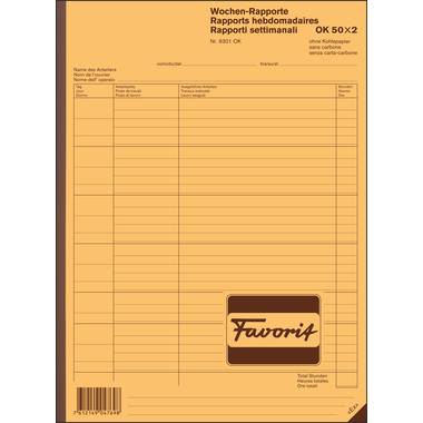 FAVORIT Rapporti settimana T/F/I A4 9301 OK carta autocopiante 50x2 fogli