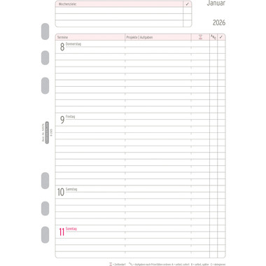 CHRONOPLAN Ersatz Wochenplan 2026 50576Z.26 1W/2S in Zeilen A5