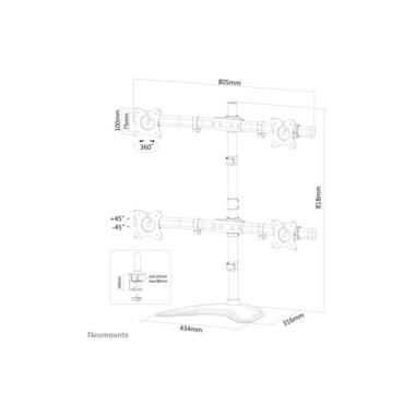 NEOMOUNTS Desk Mount NM-D335D4 up to 8 kg – Black