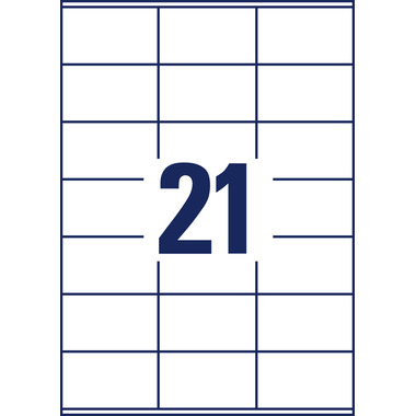 AVERY ZWECKFORM Etiketten 41x70mm 3481-10 weiss, perm. 10 Blatt/21 Stk.