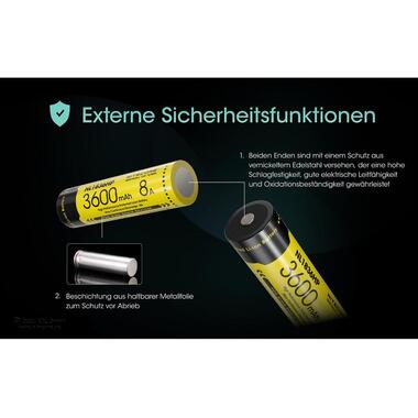 Nitecore Batterie NL1836HP Li-Ion Typ 18650 3600 mAh, 1 Pièce/s