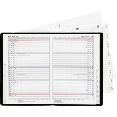 BIELLA Planer Istanbul Leder 2026 852613020026U 1M/2S schwarz ML 10.6x15.3cm.