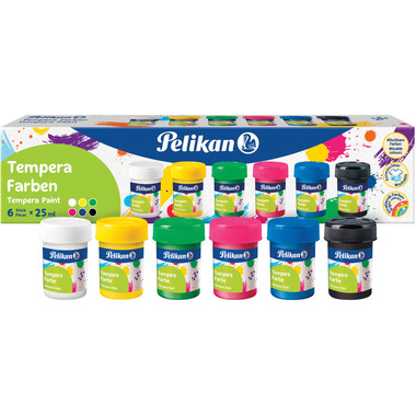 PELIKAN base peinture tempera 25ml 804882 6 couleurs ass.