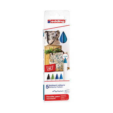 EDDING Textilstift 4600 3951 Cool Color 5 Stück