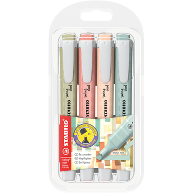 STABILO Swing Cool evidenziatore 1-4mm 275/4-09 Natura, astuccio 4 pezzi