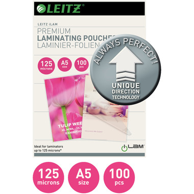 LEITZ Pochettes à plastifier A5 74930000 brillant, 125my 100 pcs.