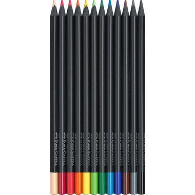 FABER-CASTELL Farbstifte Black Edition 116412 neon Farben ass. 12 Stück