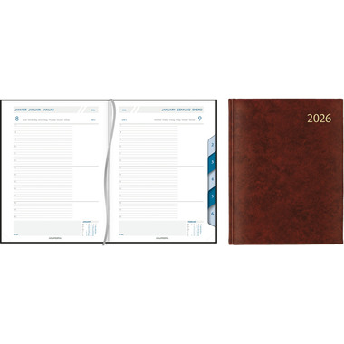 AURORA Agenda Florence Largo 2026 3115R 1T/1S bordeaux ML 16.5x21cm