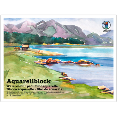 URSUS Aquarellpapier 30x40cm 9330000 200g, weiss 10 Blatt