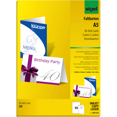 SIGEL Faltkarten A5 DP910 weiss, 185g 50 Stück