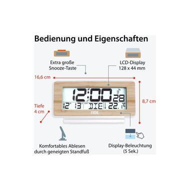 ADE digital alarm clock with temperature and date display