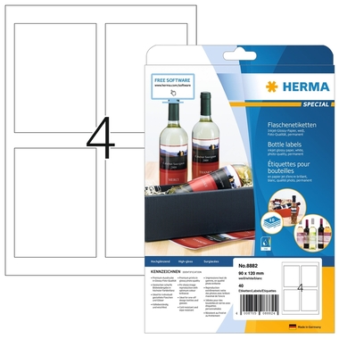 HERMA Flaschenetik. 8882 8882 90x120mm 40Stk. 10 Blatt
