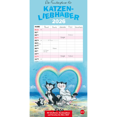 HEYE Planificateur Kater Jacob 2026 1598+26 1M/1P AL 5 colonnes 21x45cm